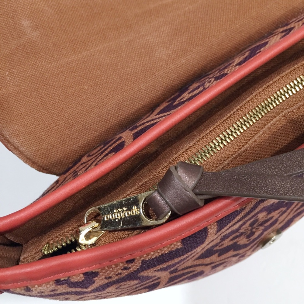Spartina 449 coral leather and linen shoulder bag - Picture 8 of 11
